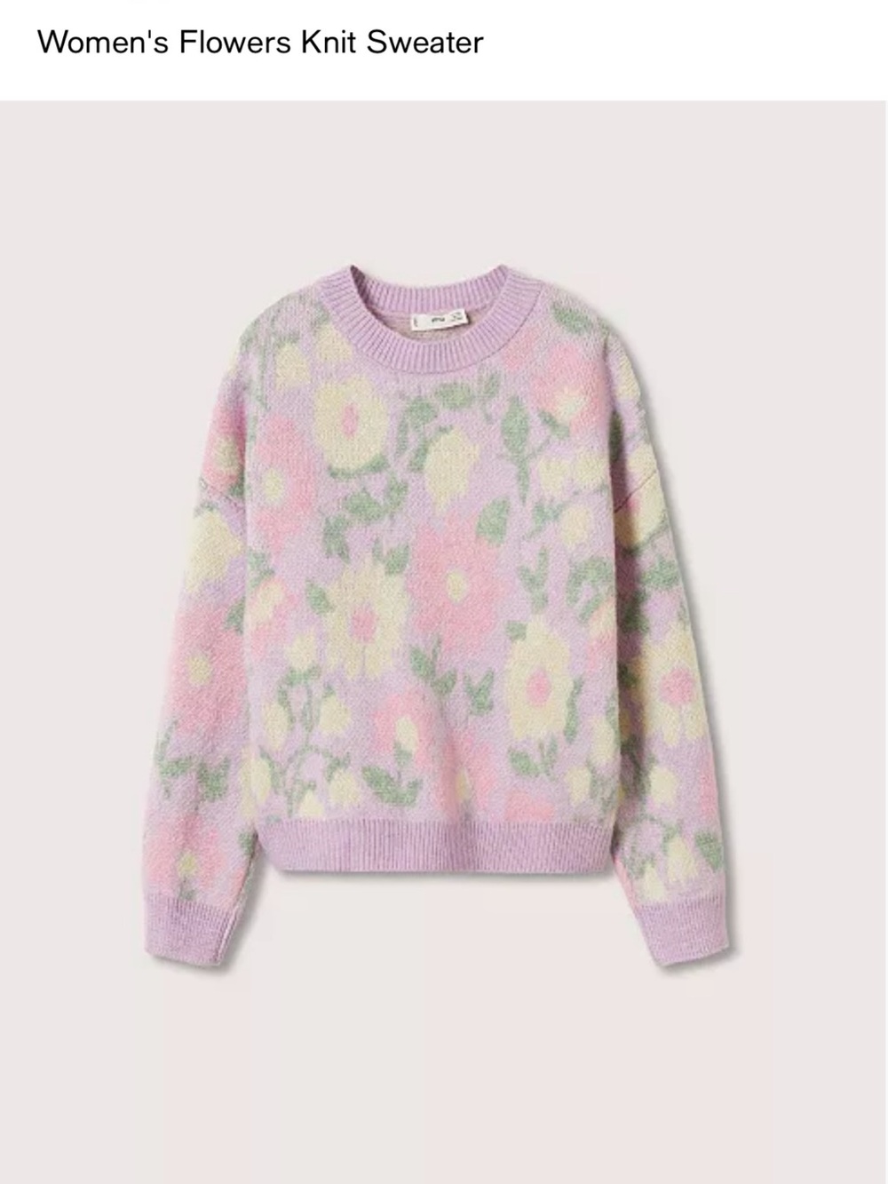 Mango Lavender Floral Crewneck Sweater